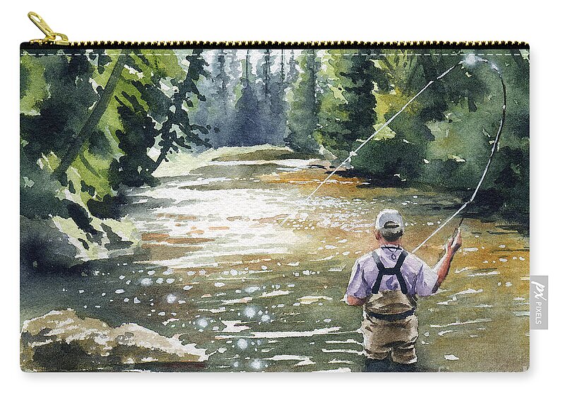Fly Zip Pouch featuring the painting Hooked Up II by David Rogers