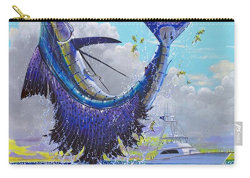 Sailfish Zip Pouch featuring the painting Hooked Up Off004 by Carey Chen