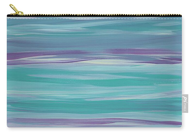 Horizontal Zip Pouch featuring the painting Horizontal Stripes Mint by Barbara St Jean