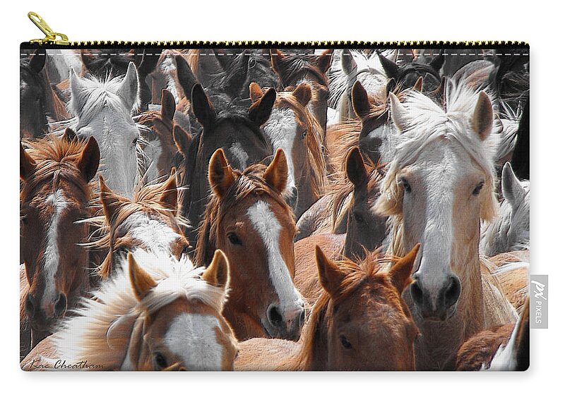 Horse Zip Pouch featuring the photograph Horse Faces by Kae Cheatham