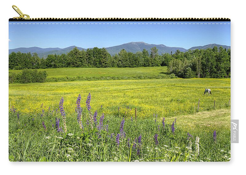 Horse Zip Pouch featuring the photograph Horse in Buttercup Field by Donna Doherty