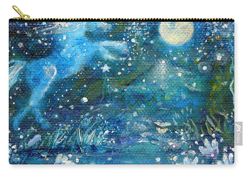 Horse Zip Pouch featuring the painting Horse Power and Freedom in the Moonlight by Ashleigh Dyan Bayer