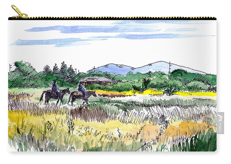 Horse Riding Zip Pouch featuring the painting Horse Riding by Masha Batkova