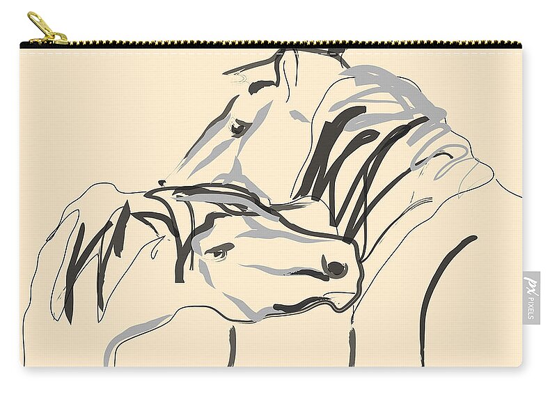 Horse Zip Pouch featuring the painting Horse - Together 4 by Go Van Kampen