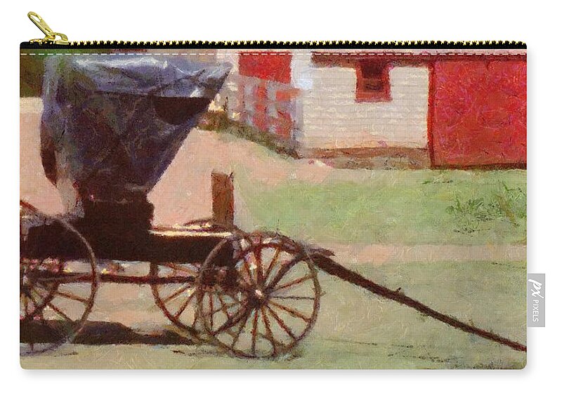 Canadian Zip Pouch featuring the painting Horseless Carriage by Jeffrey Kolker
