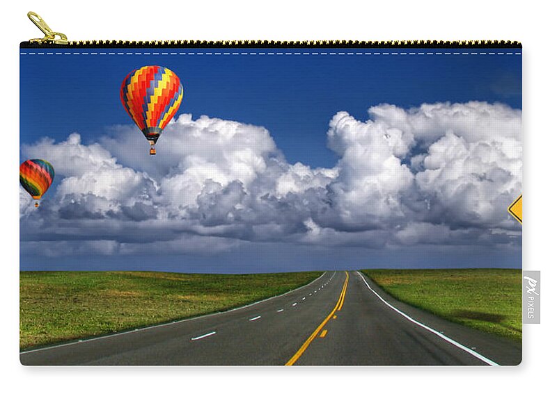 Scenics Zip Pouch featuring the photograph Hot Air Balloons by Carlos Gotay
