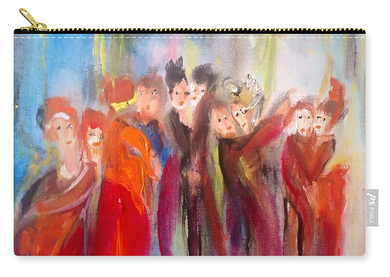 Polka Zip Pouch featuring the painting Hot Christmas Polka by Judith Desrosiers