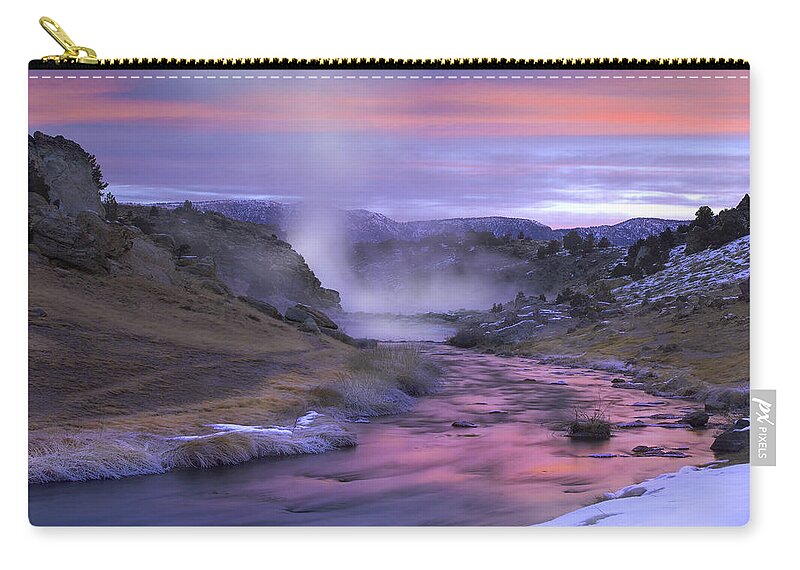00175514 Zip Pouch featuring the photograph Hot Creek At Sunset Sierra Nevada by Tim Fitzharris