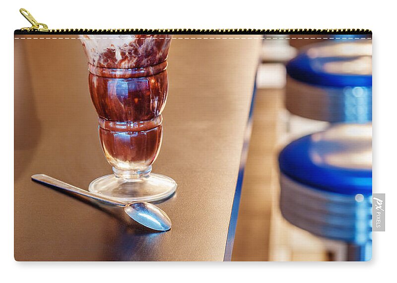Bar Zip Pouch featuring the photograph Hot fudge sundae by Alexey Stiop