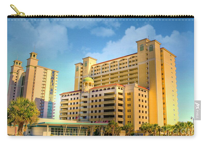 Architecture Zip Pouch featuring the photograph Hotel In Downtown Myrtle Beach by Kathy Baccari