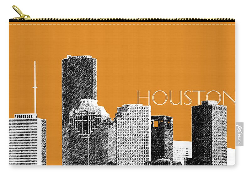 Architecture Carry-all Pouch featuring the digital art Houston Skyline - Dark Orange by DB Artist