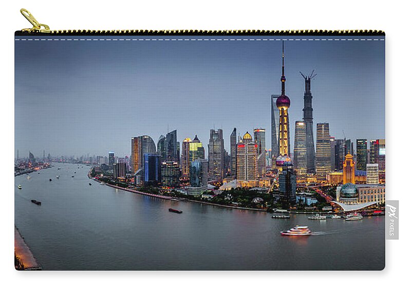 Tranquility Zip Pouch featuring the photograph Huangpu Jiang by Photographer - Rob Smith