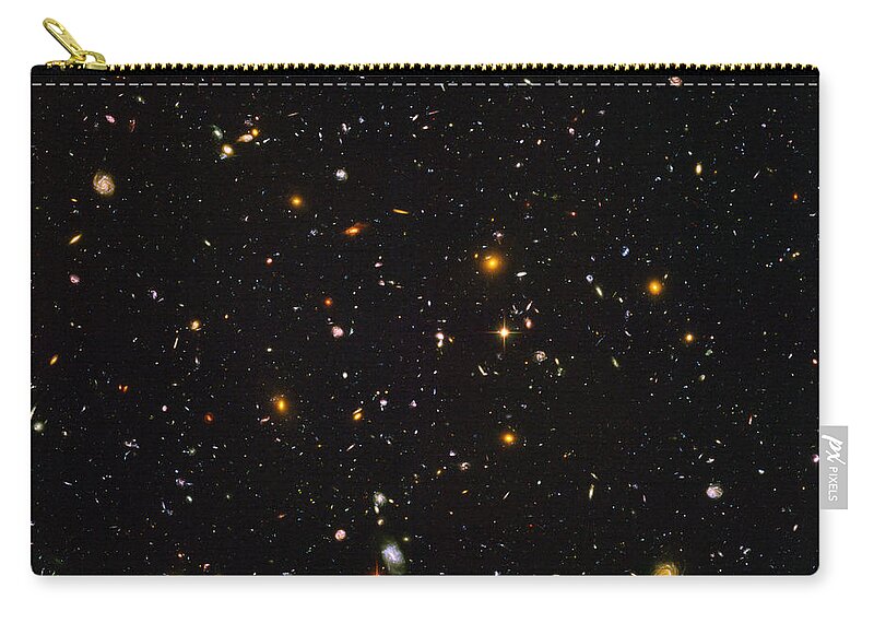 Galaxy Zip Pouch featuring the photograph Hubble Ultra Deep Field Galaxies by Science Source