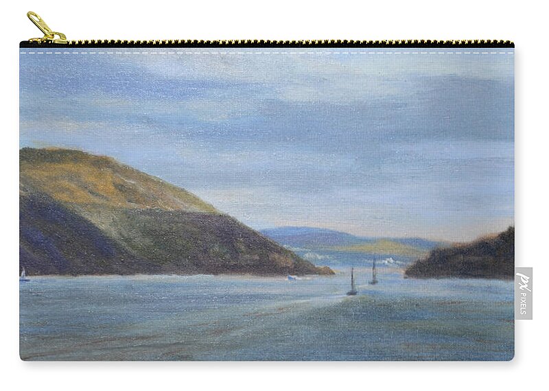 Landscape Zip Pouch featuring the painting Hudson River Fall View from Bear Mt. by Phyllis Tarlow
