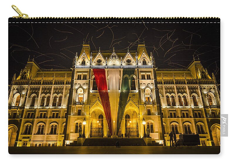 Country Zip Pouch featuring the photograph Hungarian Parliament at Night by Pablo Lopez