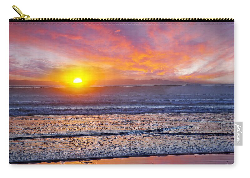 Sunset Zip Pouch featuring the photograph Huntington Beach Drama by Kelley King