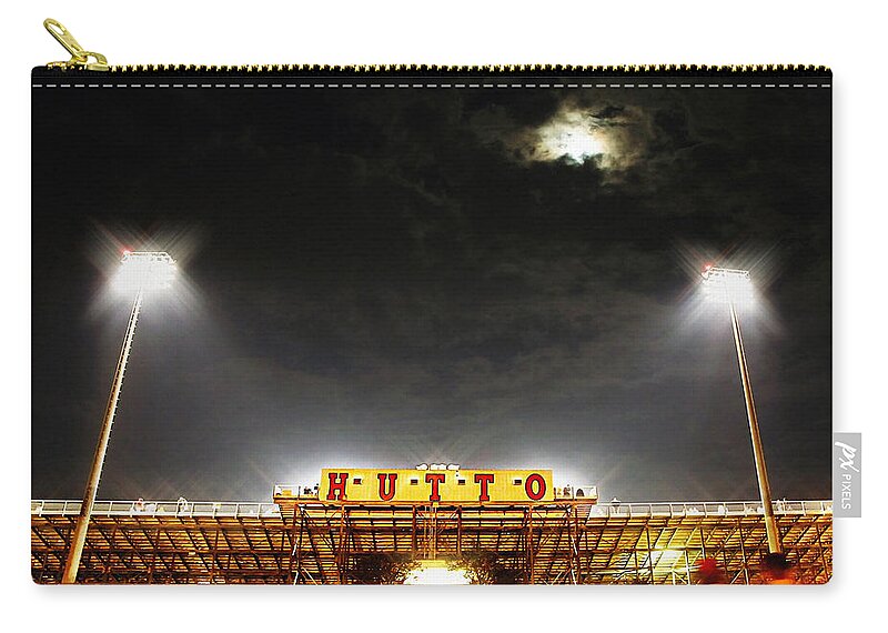Hutto High School Zip Pouch featuring the photograph Hutto Hippo Stadium by Trish Mistric