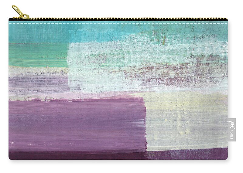 Aqua And Purple Abstract Painting Zip Pouch featuring the painting Hydrangea- Abstract Painting by Linda Woods