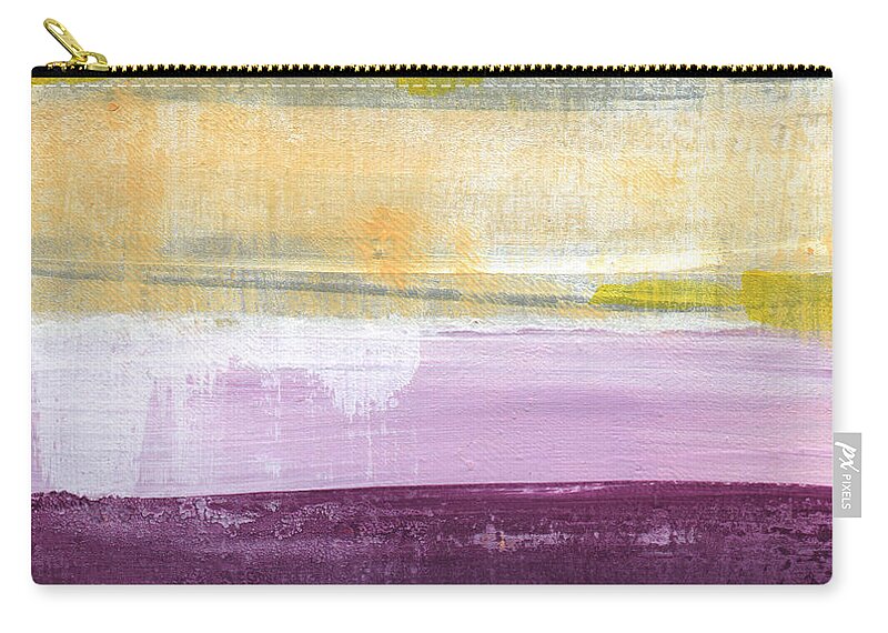 Purple And Yellow Abstract Painting Zip Pouch featuring the painting Hydrangea Two - abstract painting by Linda Woods