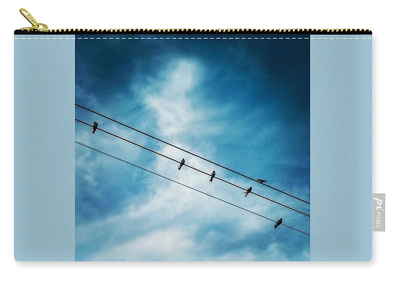 Blue Zip Pouch featuring the photograph I Heard About A Composer Who Wrote by Aleck Cartwright