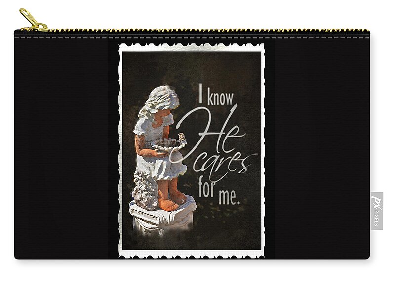 Christian Zip Pouch featuring the photograph I Know He Cares for Me by Carla Parris