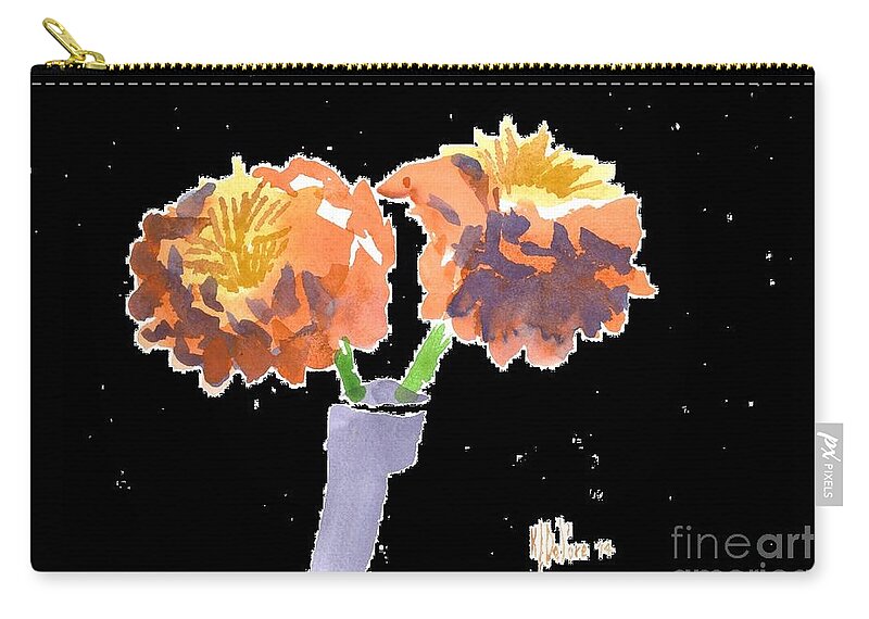 I Ll Be Zinnia Zip Pouch featuring the painting I Ll Be Zinnia by Kip DeVore