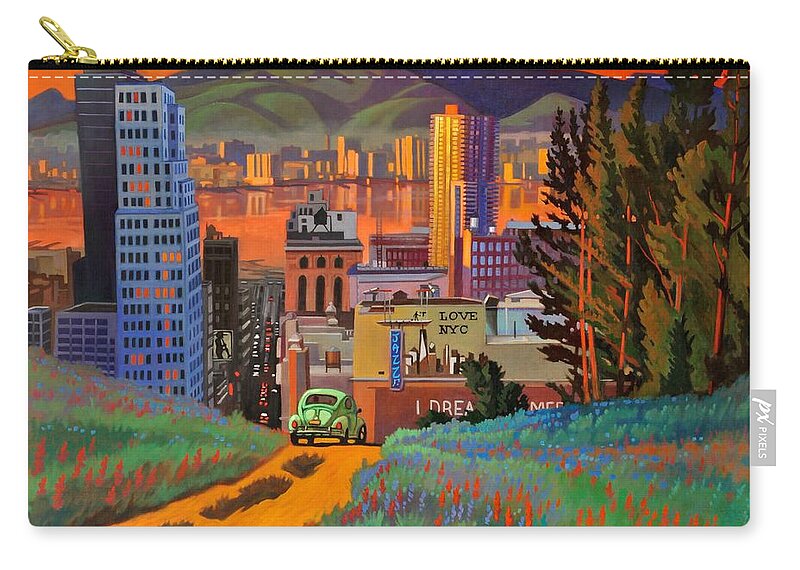 I Love New York Zip Pouch featuring the painting I Love New York City Jazz by Art West
