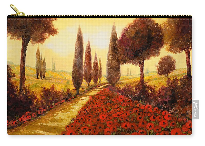Poppy Fields Zip Pouch featuring the painting I Papaveri In Estate by Guido Borelli