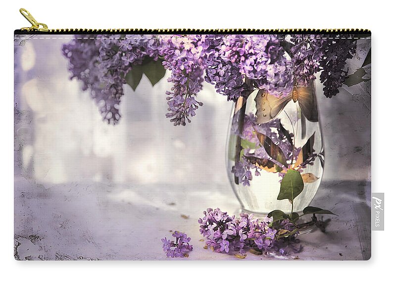 Lilacs Zip Pouch featuring the photograph I Picked A Bouquet Of Lilacs Today by Theresa Tahara