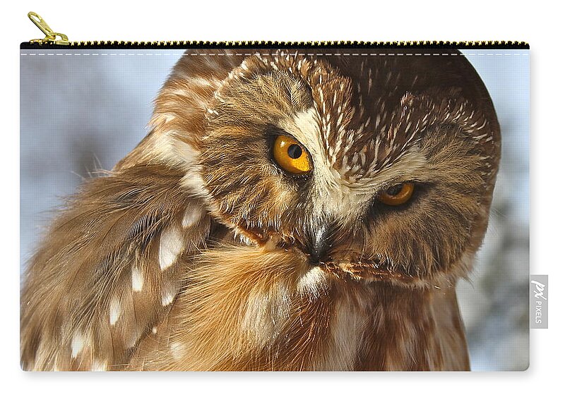 Owl Zip Pouch featuring the photograph I See You by Rick Monyahan