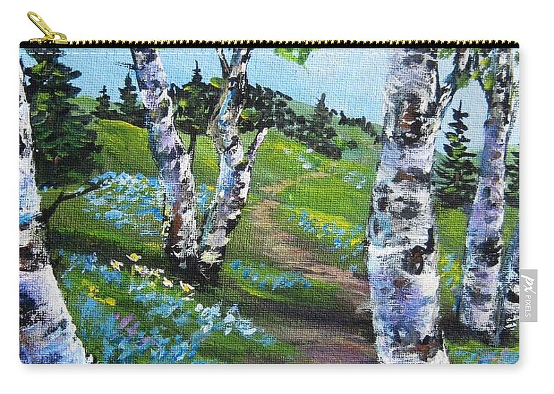 Landscapes Zip Pouch featuring the painting I think i will walk by Megan Walsh