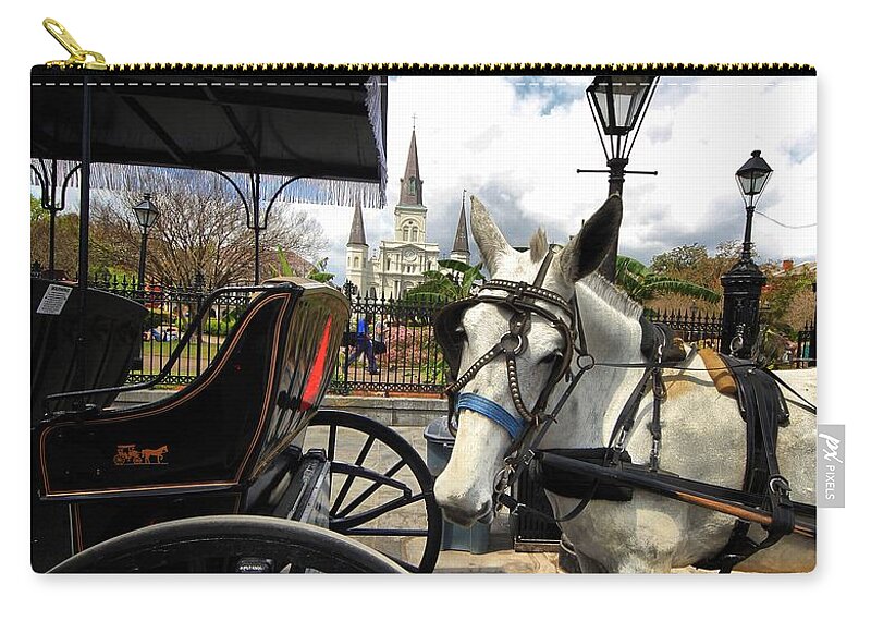 Horses Zip Pouch featuring the photograph I told em cart BEFORE by Robert McCubbin