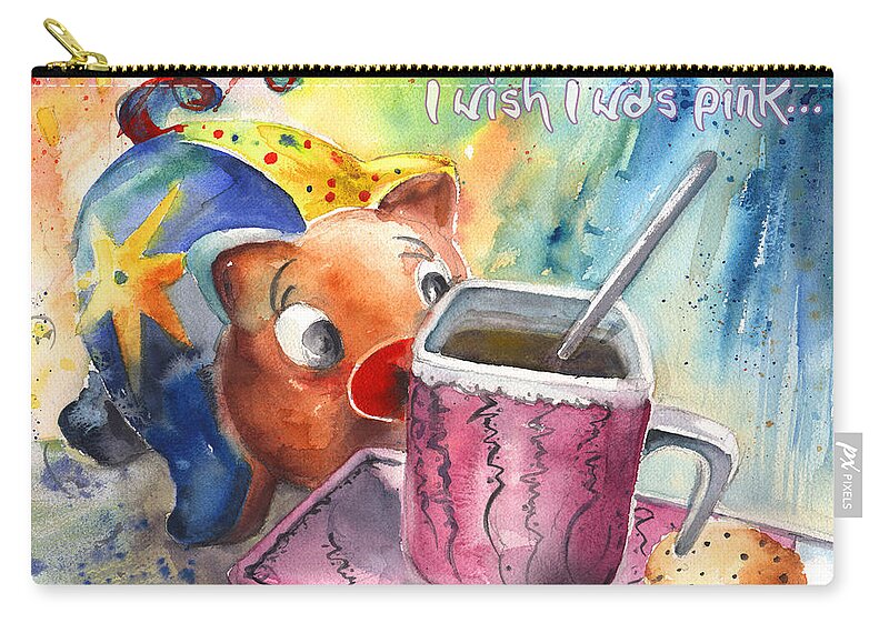 Animals Zip Pouch featuring the painting I Wish I was Pink by Miki De Goodaboom