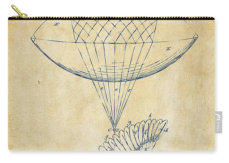 Patent Zip Pouch featuring the digital art Icarus Airborn Patent Artwork Vintage by Nikki Marie Smith