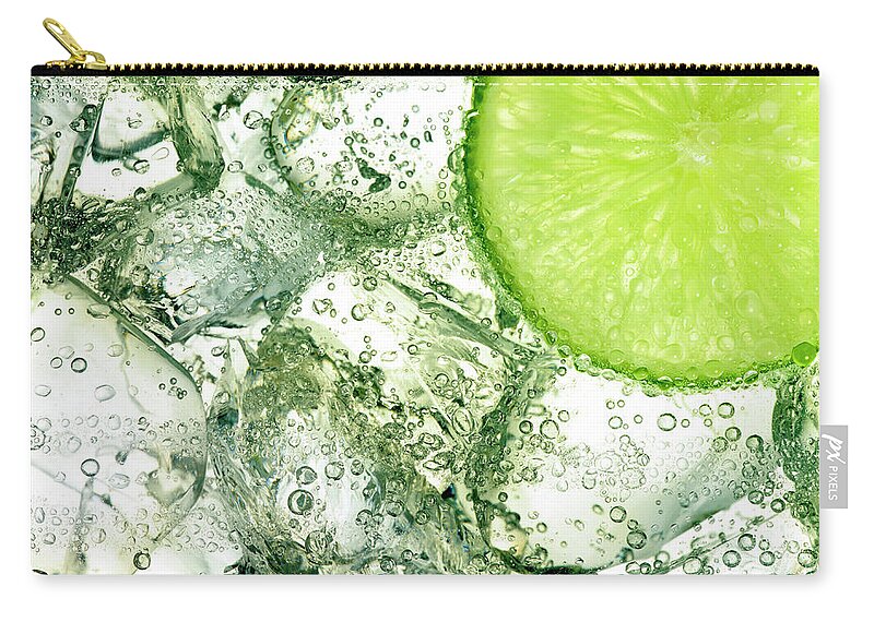 White Background Zip Pouch featuring the photograph Ice And Lime by Anthony Bradshaw