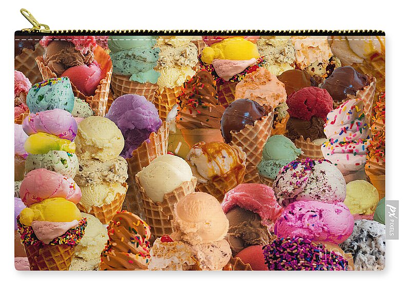 Abstract Zip Pouch featuring the digital art Ice Cream Crazy by MGL Meiklejohn Graphics Licensing