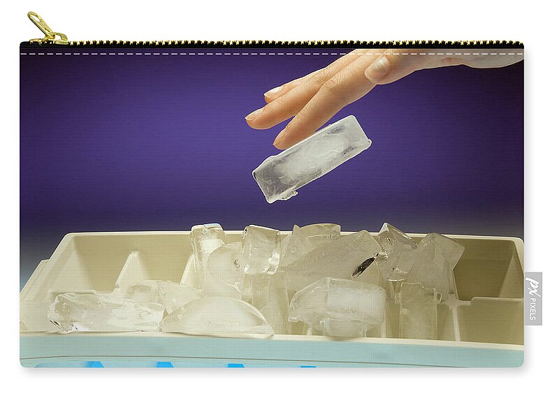 Ice Zip Pouch featuring the photograph Ice Cube by Charles D. Winters