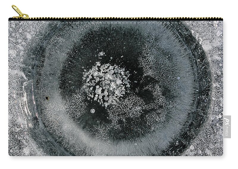 Ice Zip Pouch featuring the photograph Ice fishing hole 9 by Steven Ralser