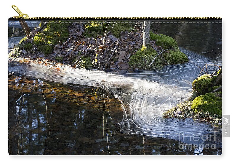 Maine Zip Pouch featuring the photograph Ice In Creek by Steven Ralser