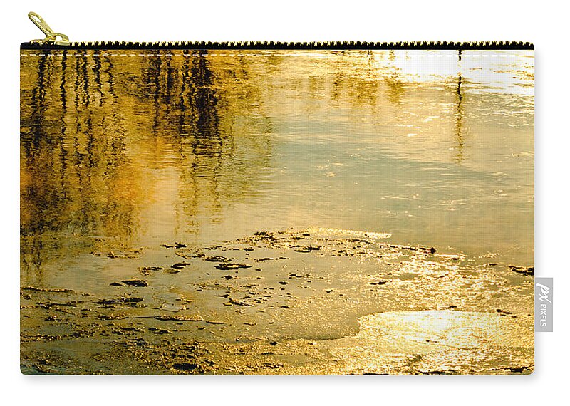 Abstract Zip Pouch featuring the photograph Ice On The River by Bob Orsillo