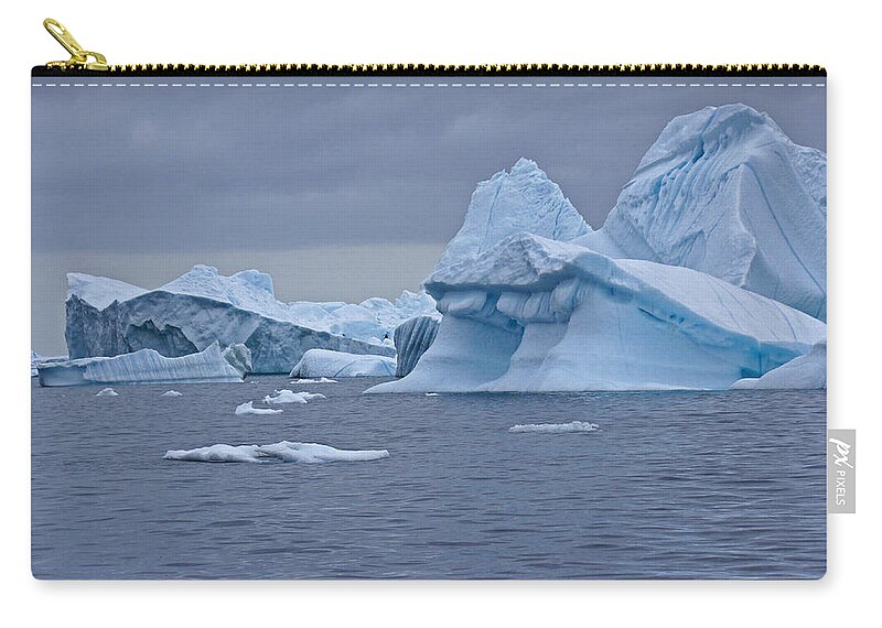 Arctic Zip Pouch featuring the photograph Icebergs in Blue No. 5 by Michele Burgess