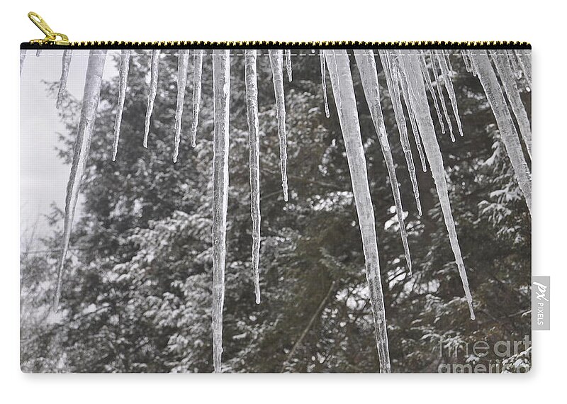Winter Zip Pouch featuring the photograph Icicle Dreams by Cornelia DeDona