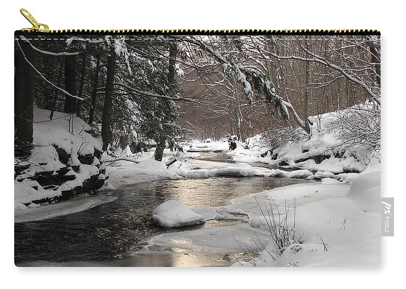 Ice Zip Pouch featuring the photograph Icy Brook by Gary Blackman