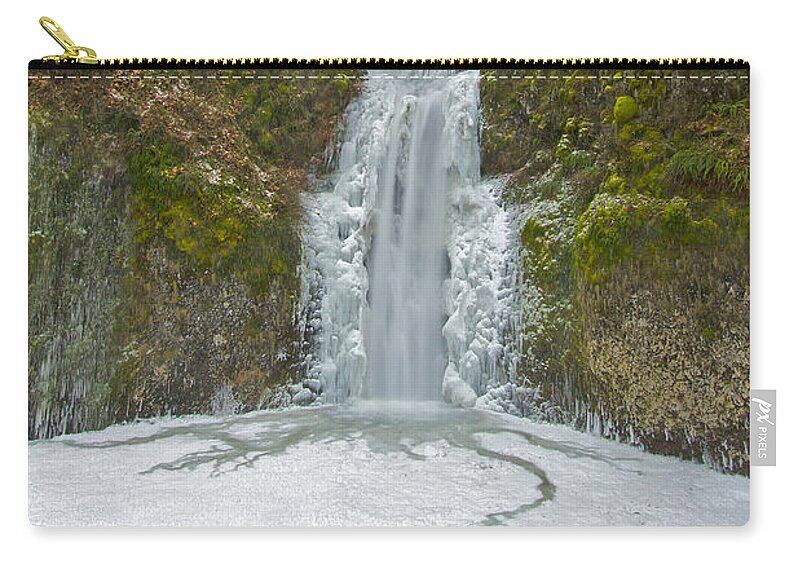 Multnomah Zip Pouch featuring the photograph Icy Multnomah Falls 120713a by Todd Kreuter
