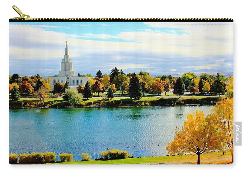 Lds Zip Pouch featuring the photograph Idaho Falls Temple by Benjamin Yeager