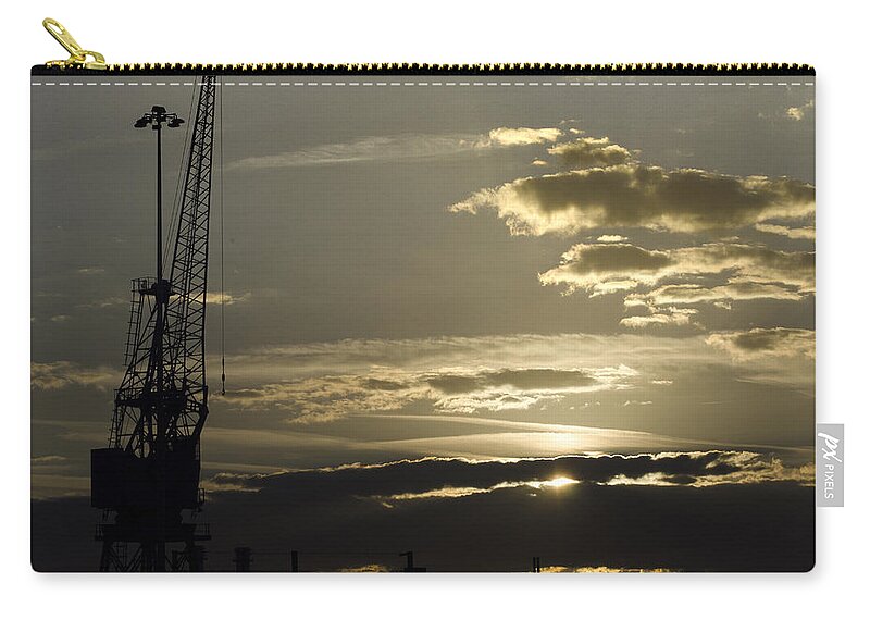 Industry Zip Pouch featuring the photograph Idle Crane by Linsey Williams