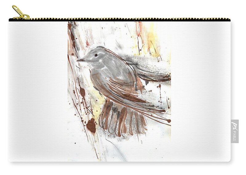 Illustration Zip Pouch featuring the drawing IllusBird4 by Karina Plachetka