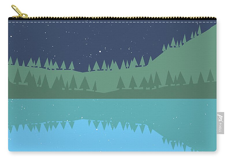 Tranquility Zip Pouch featuring the digital art Illustration Of Tent At Lakeshore by Malte Mueller