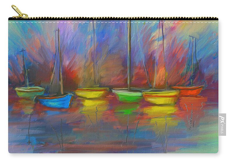 Sailboat Zip Pouch featuring the painting Impressions of a Newport Beach Sunset by Angela Stanton