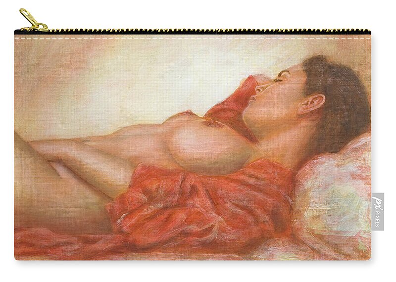 Erotic Zip Pouch featuring the painting In her own World by John Silver